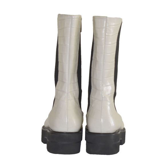 C0 STUART WEITZMAN Presley Oat White Leather Ultralift Platform Boots Size 11.5 - Picture 5 of 12